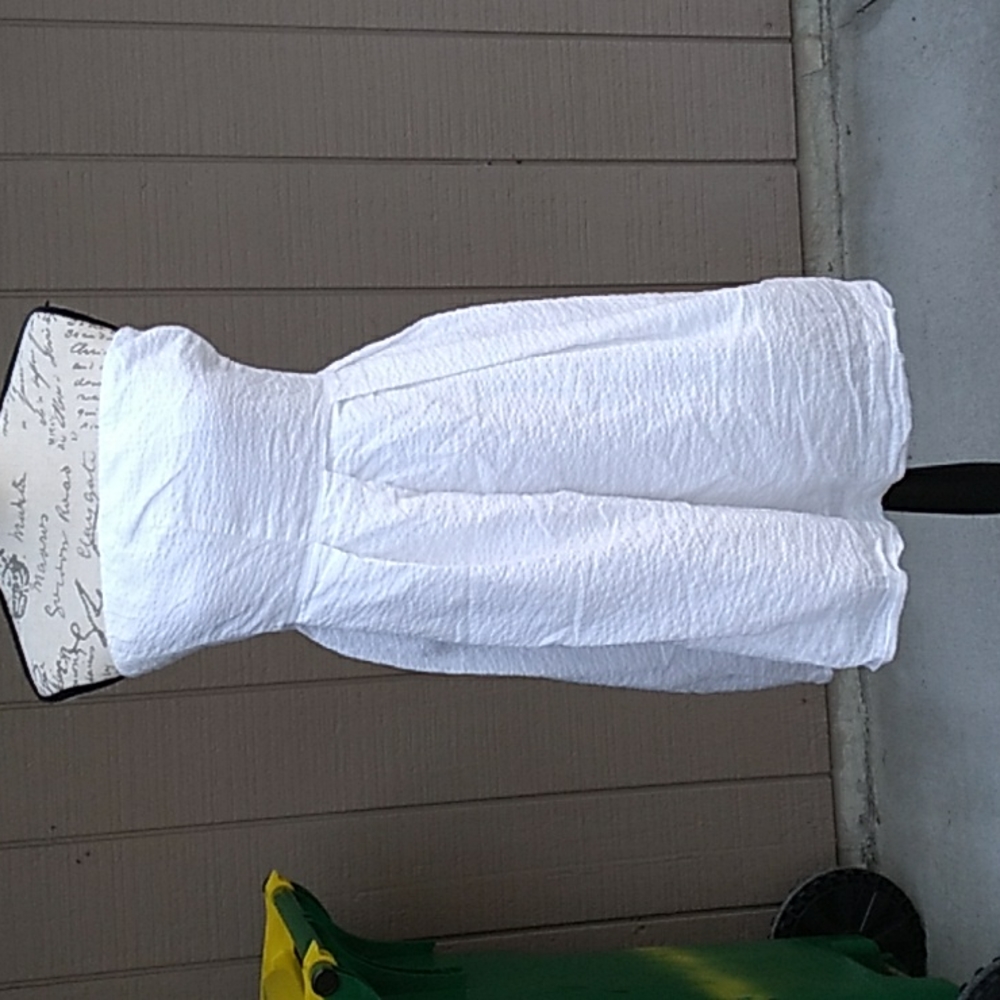 J Crew White Textured Strapless Dress With Pockets Size 10